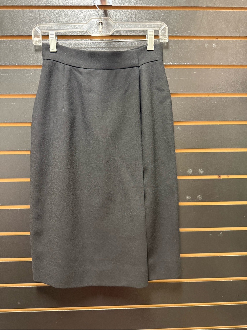Vintage NWT Dana Buchman Black 100% Wool Overlay Panel Skirt Size 4